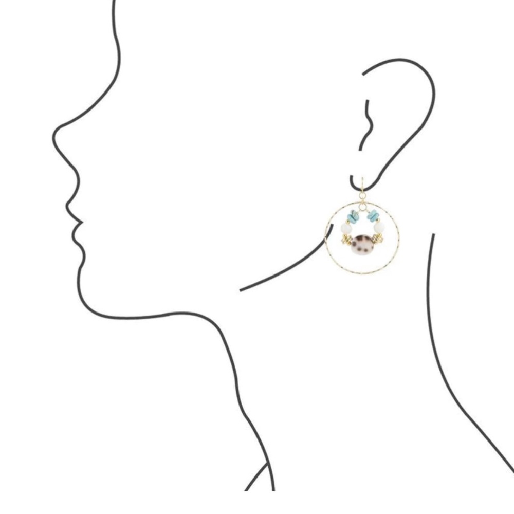 NWT Barse Bora Bora Turquoise and Shell Loop Earrings. - Picture 4 of 5